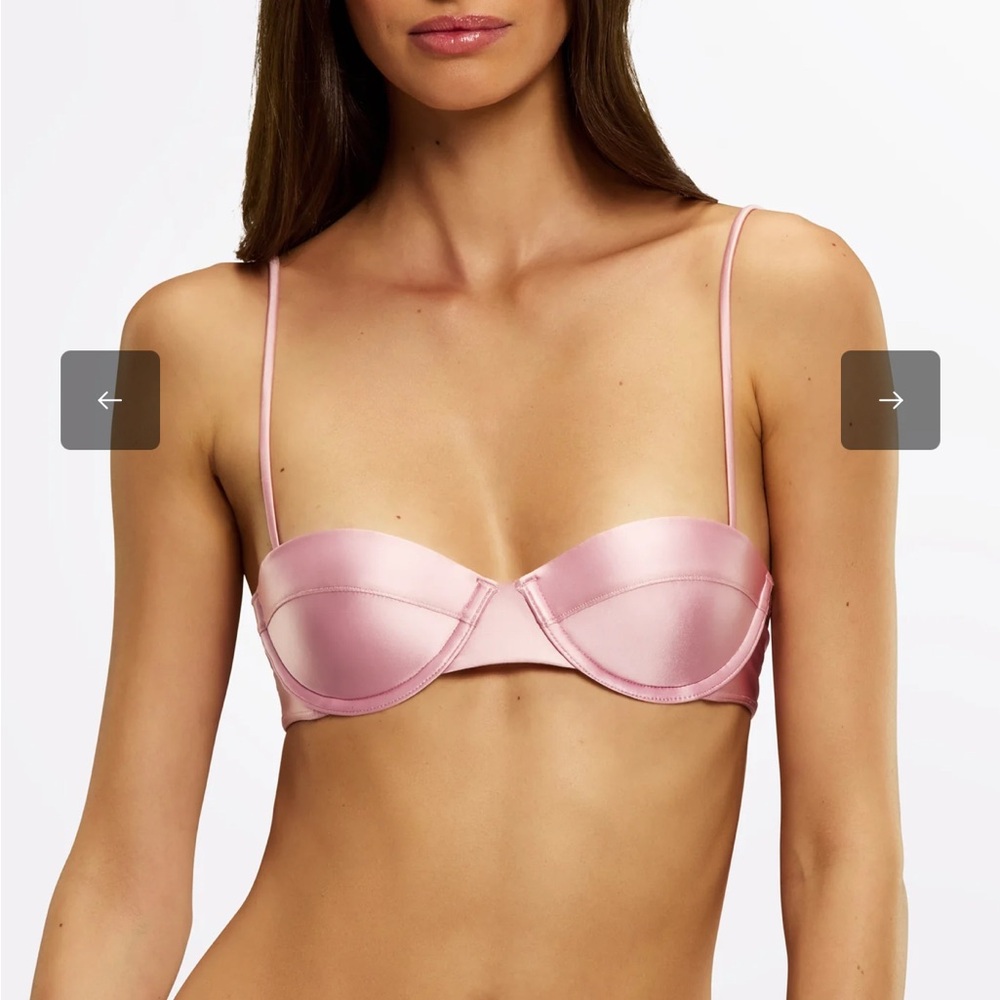 Chic Satin Pink Swim Bra